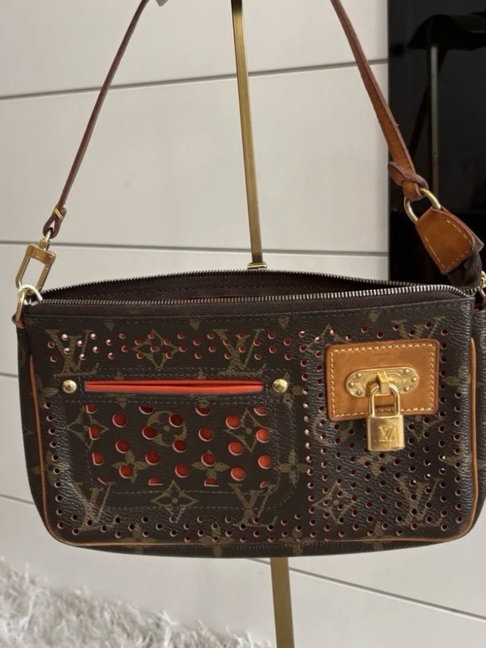 Limited Edition Louis Vuitton Monogram Perforated Pochette Accessoires in Orange